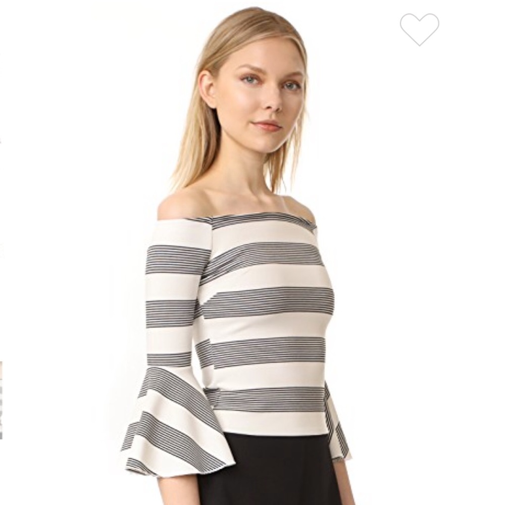 Line & Dot off the shoulder crop top!